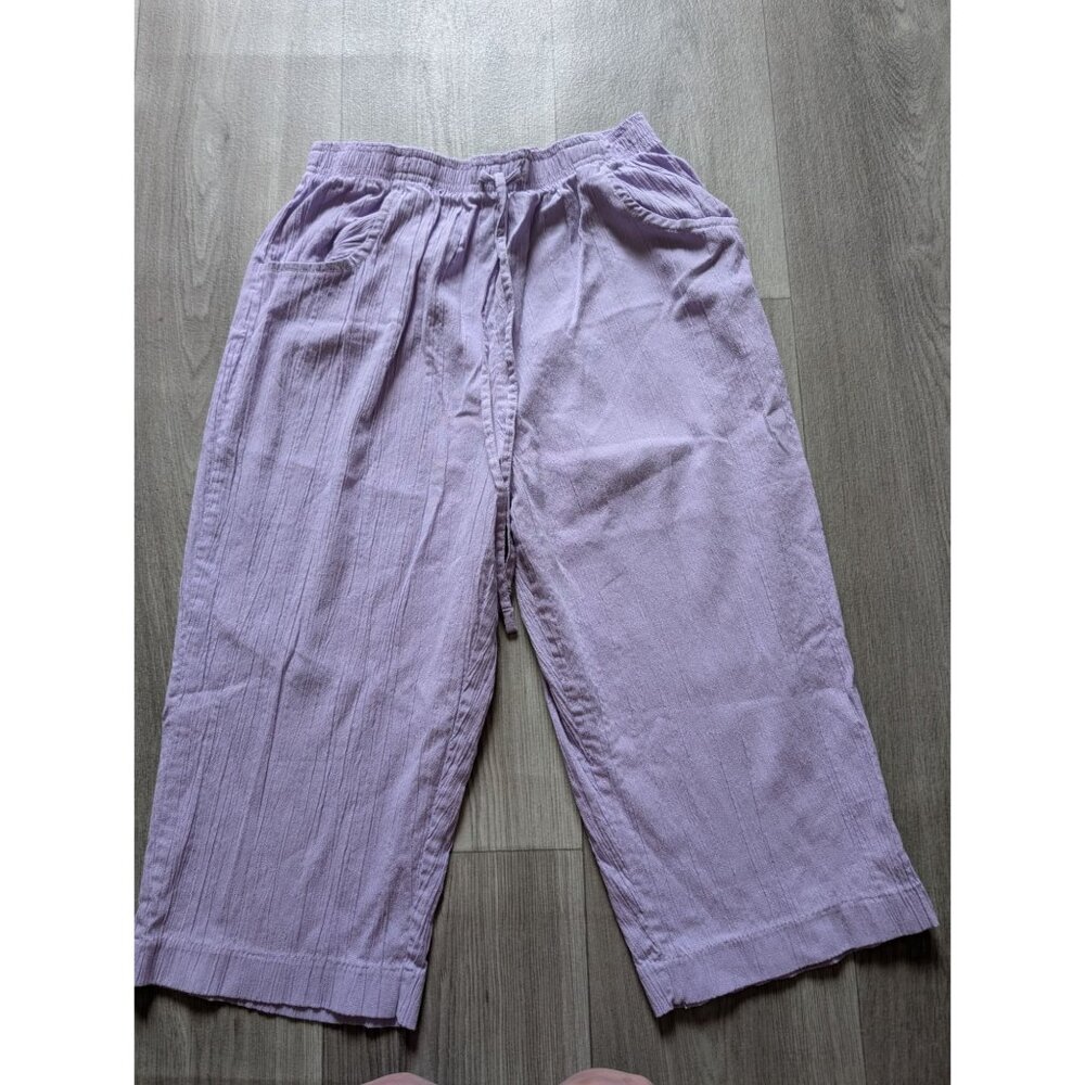 Jeno Neuman Petite Lavender Cropped Pants PLElastic Waist & Drawstring
